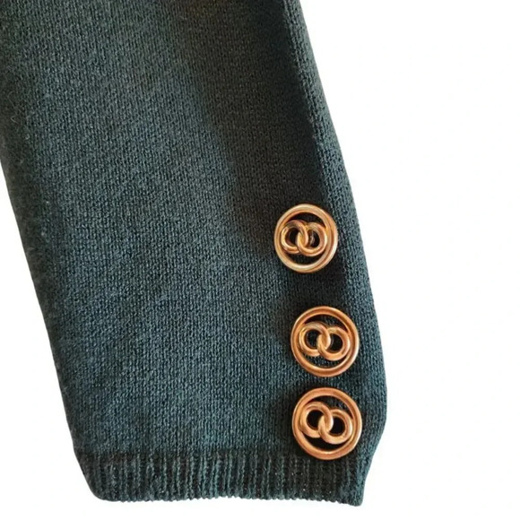 Danielle Women's Green Acrylic Blend Long Sleeve Front Buttons Sweater Jacket - Picture 7 of 12